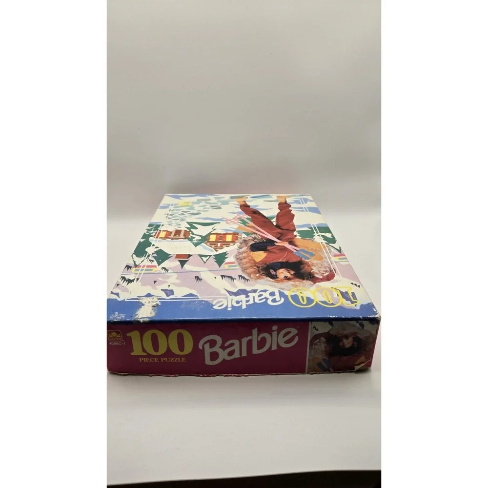 Vintage 1991 Barbie Ski Lodge 100 Piece Puzzle Golden 4096C-1 Complete Mattel